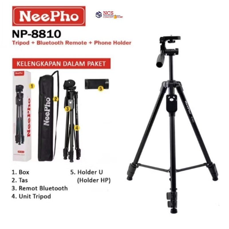 Neepho 8810 Professional DSLR Camera and Phone Tripod Stand Photography Photo Video Aluminum Tripod